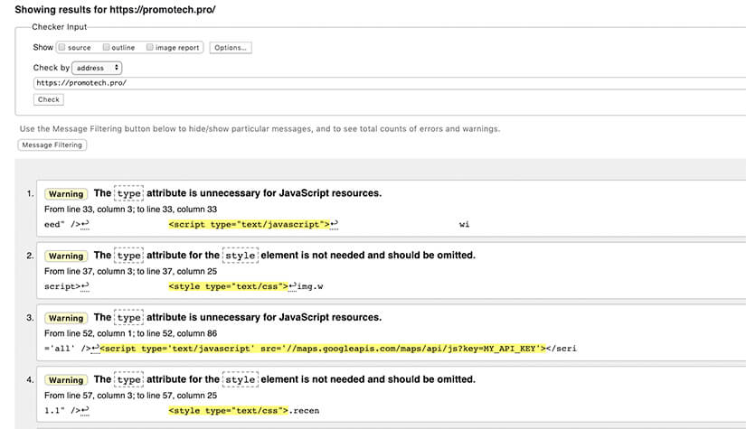 Ошибки валидации W3C